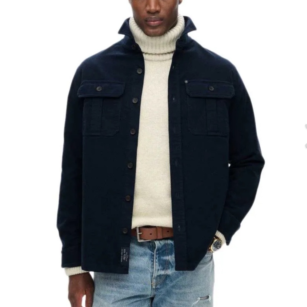 NWOT Superdry Navy Fleece-lined Shacket